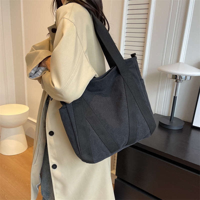 Retro Canvas Autumn Large Capacity Campus Tote Bags