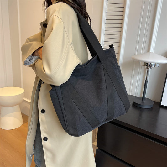 Retro Canvas Autumn Large Capacity Campus Tote Bags