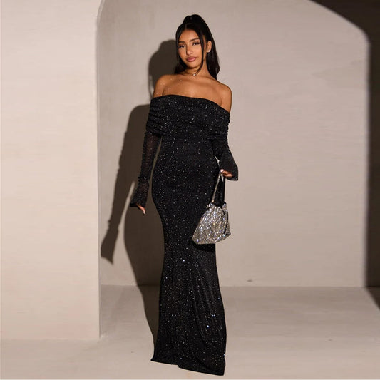 Women's Autumn Sexy Dress Elegant Sequined For Dresses
