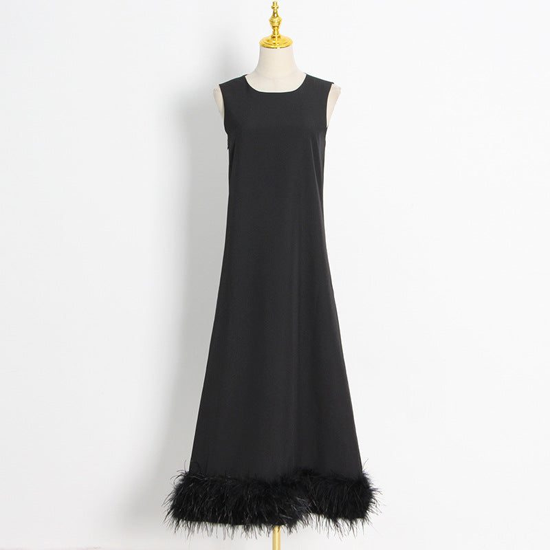 Autumn Round Neck Sleeveless Hem Stitching Dresses
