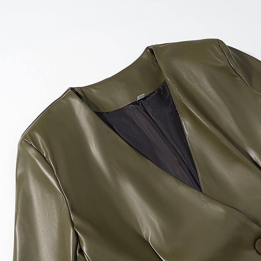 Women's Z Fashion Temperament Long Sleeve Leather Jackets