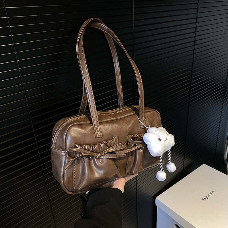 Women's Style Fashion Bow Pleated Glossy Underarm Bags