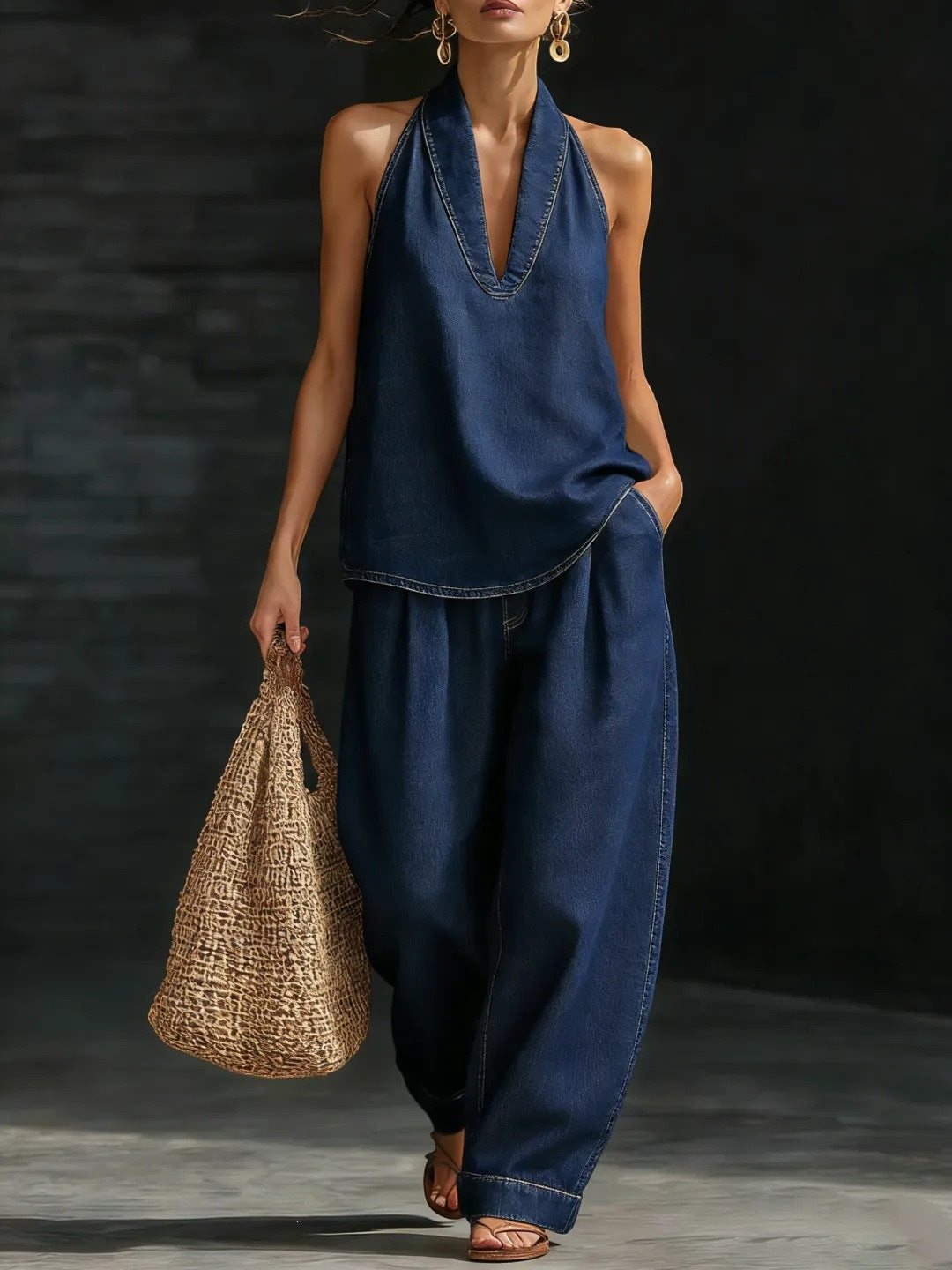 Women's Autumn Lapel Retro Washed Worn Denim Chinese Knot Button Clothing