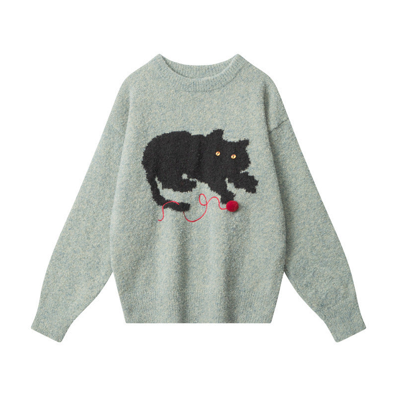 Women's Lazy Leisure Pullover Jacquard Loose-fitting Retro Sweaters