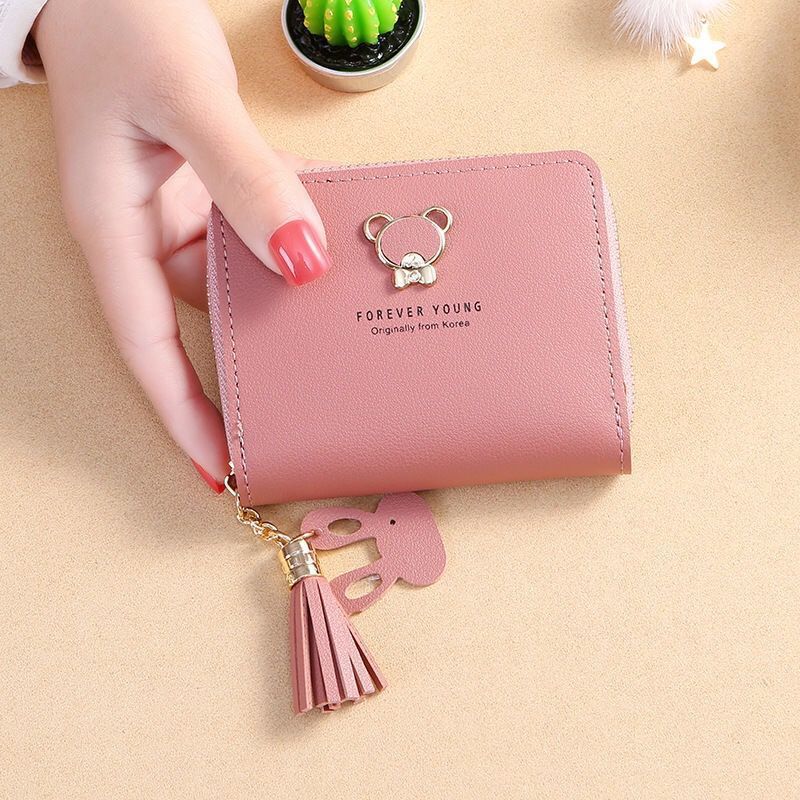 Tassel Female Short Cute Bear Zipper Ladies Wallets