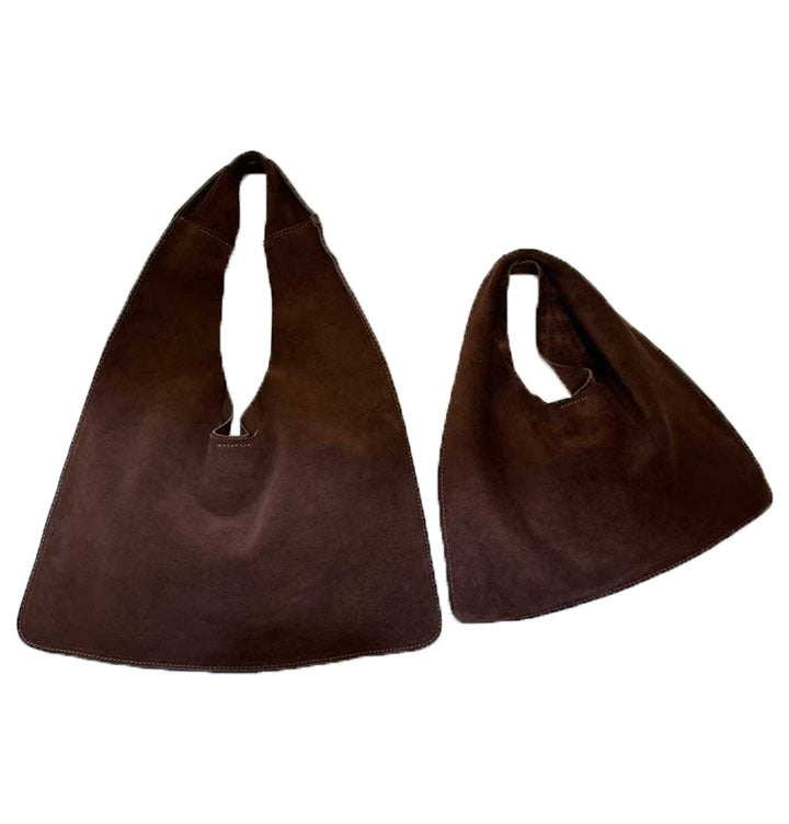Women's Cowhide Triangle Suede Leather Cloud Underarm Handbags