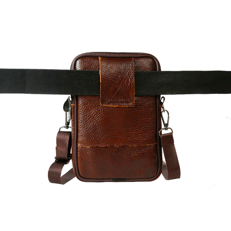 Casual Men's Versatile Vertical Leather Zipper Men's Messenger Bags