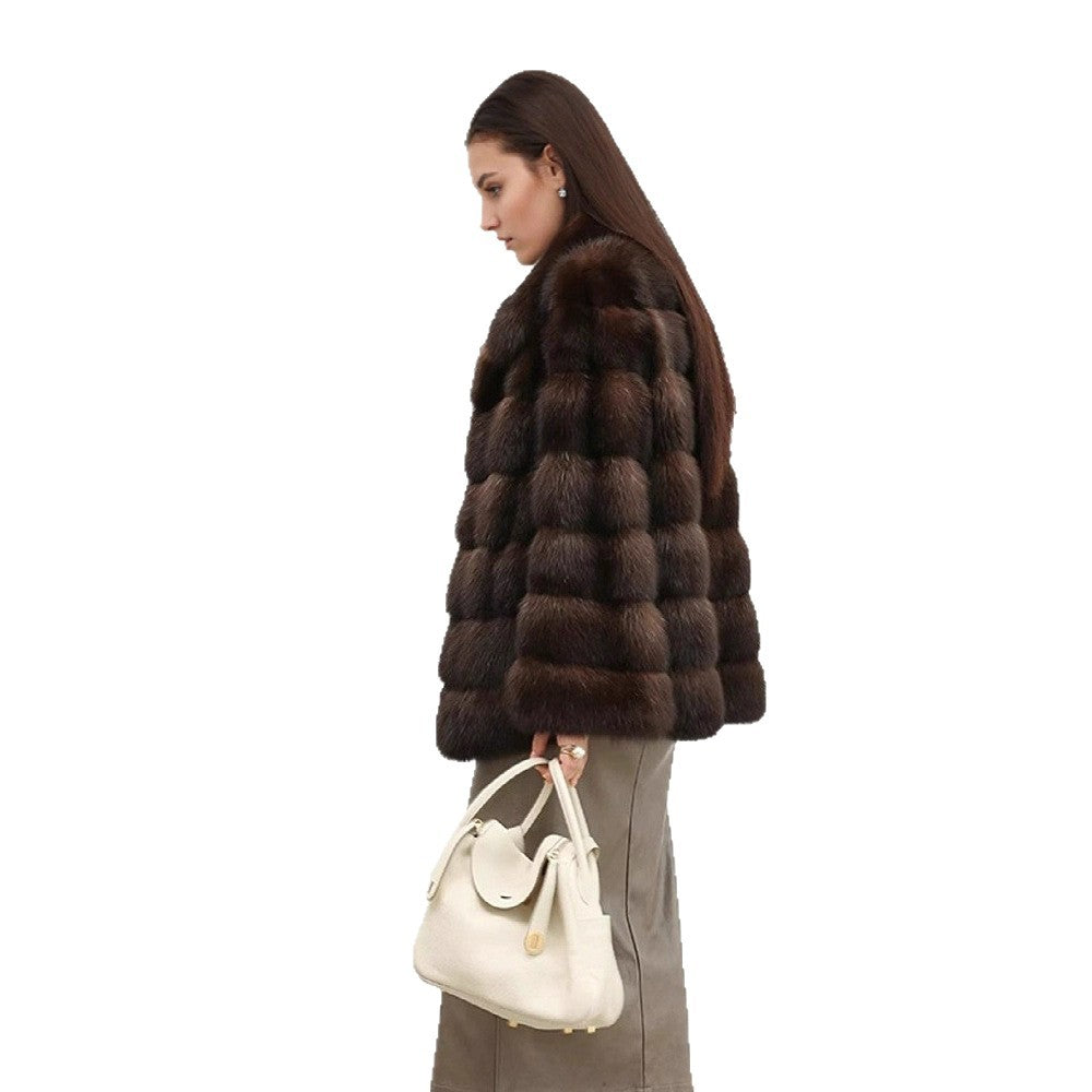 Women's Starry Russian Zibeline Artificial Fur Fashion Coats
