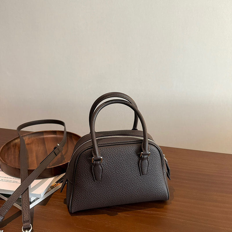 Beautiful First Layer Cowhide Bowling Boston Crossbody Bags