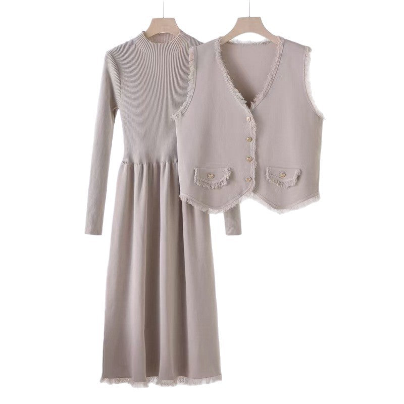French Tassel Classic Style Dress Two-piece Suits
