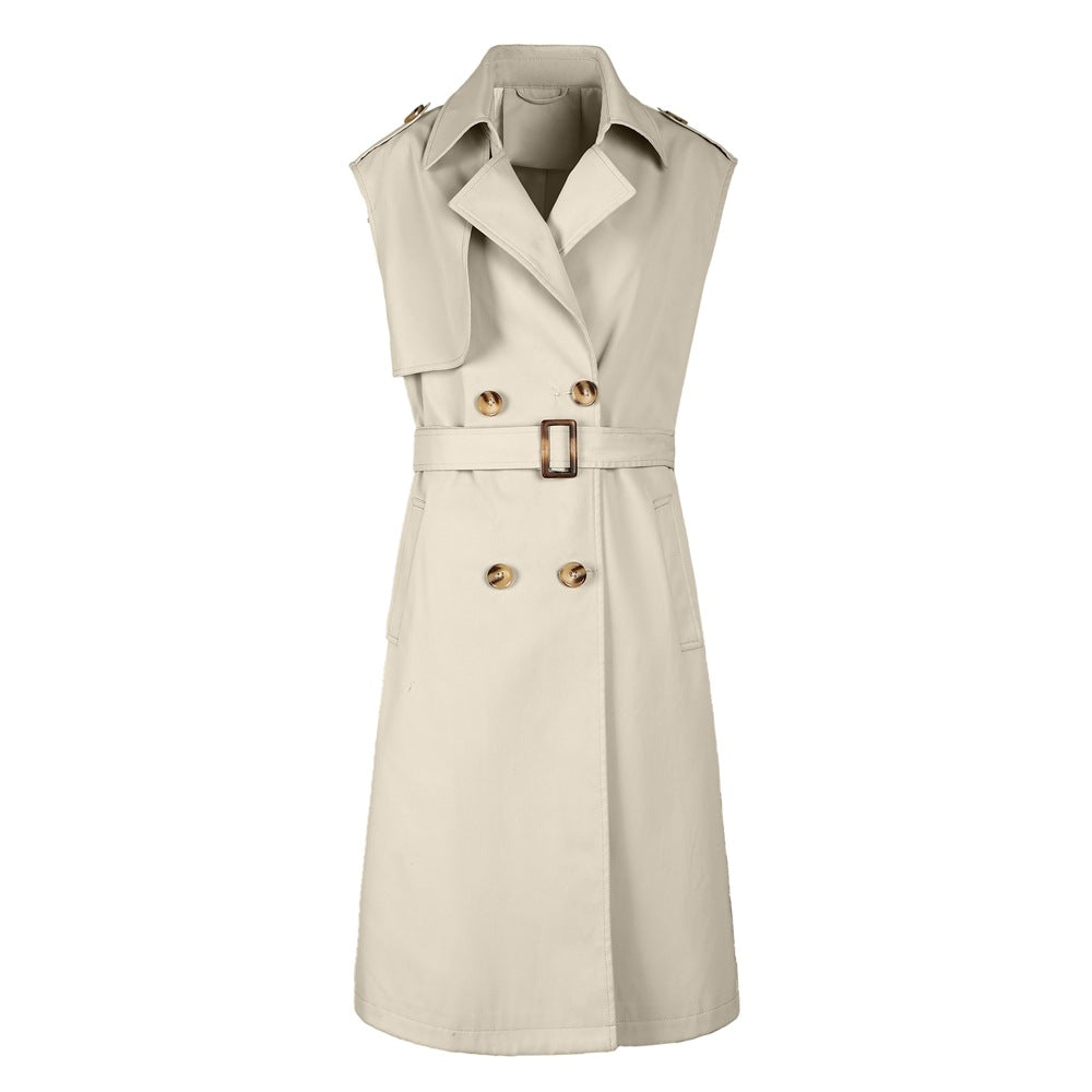 Women's Windbreaker Korean Style Slimming British Sleeveless Coats
