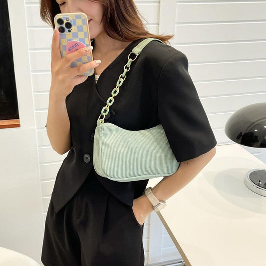 Women's Korean Style Artistic Cloth Simple Corduroy Shoulder Bags