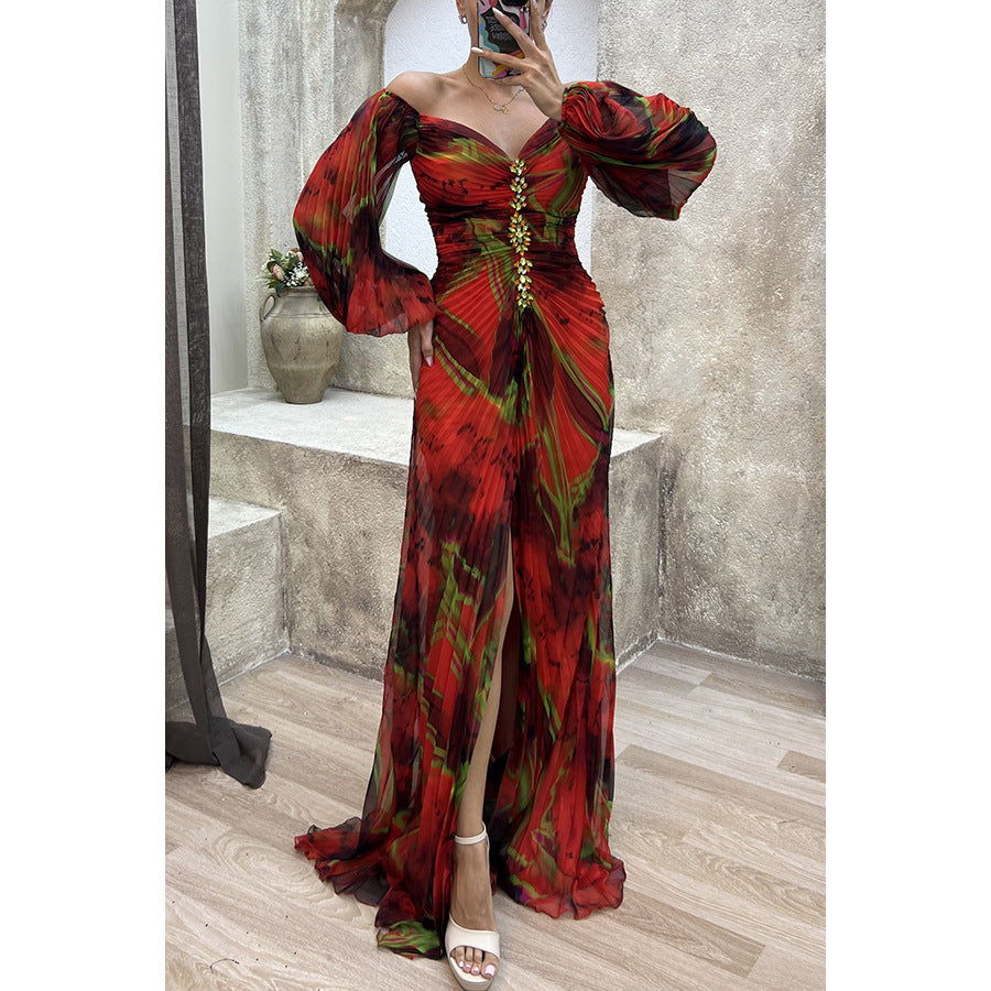 Women's Party Pleated Long Sleeve Dress Loose Dresses