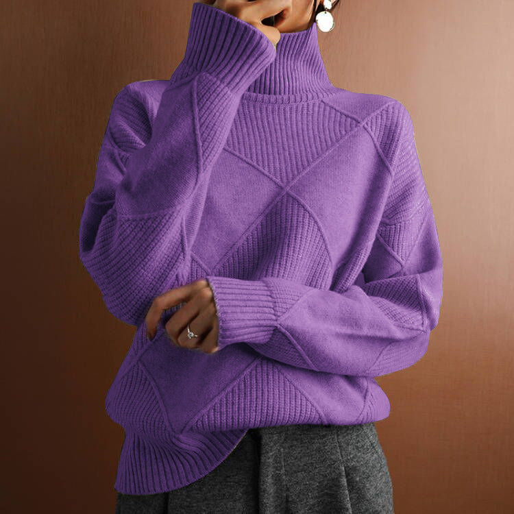 Loose High Collar Warm Solid Color Sweaters