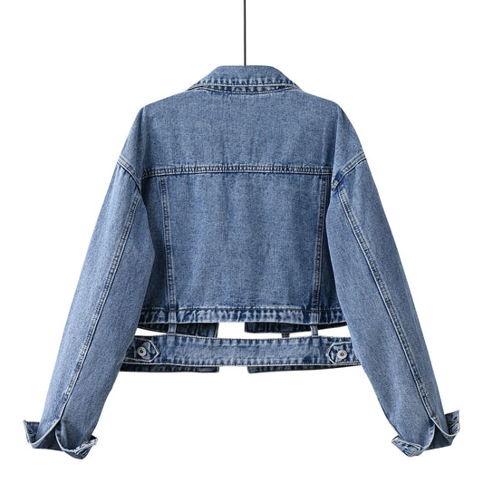 Women's Fashion Polo Collar Denim Petite Slimming Jackets