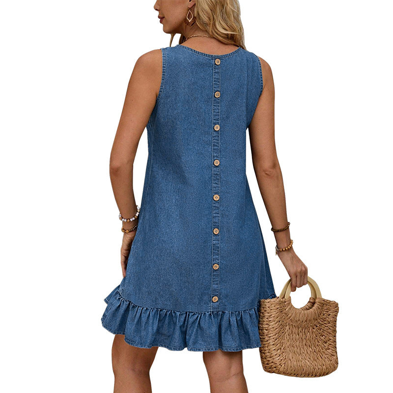 Women's Classic Durable Denim One-piece Dress Dresses