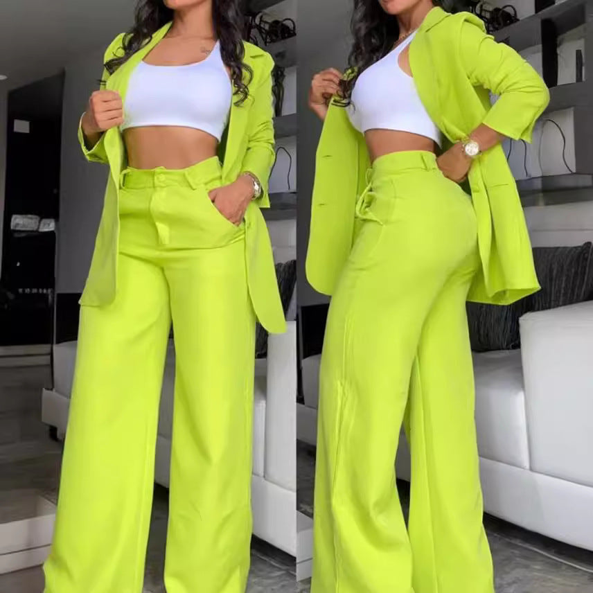 Women's Elegant Pure Color Split Sleeve Lapel Suits