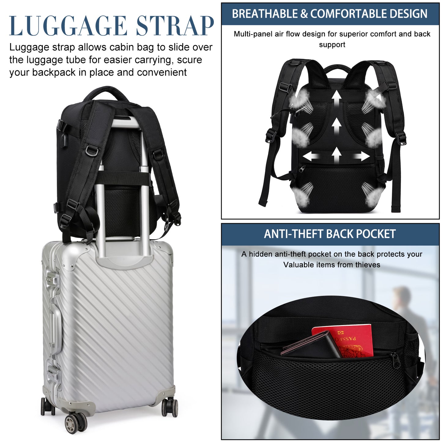 Cabin Boarding Airline Approved Portable Computer Business Backpacks