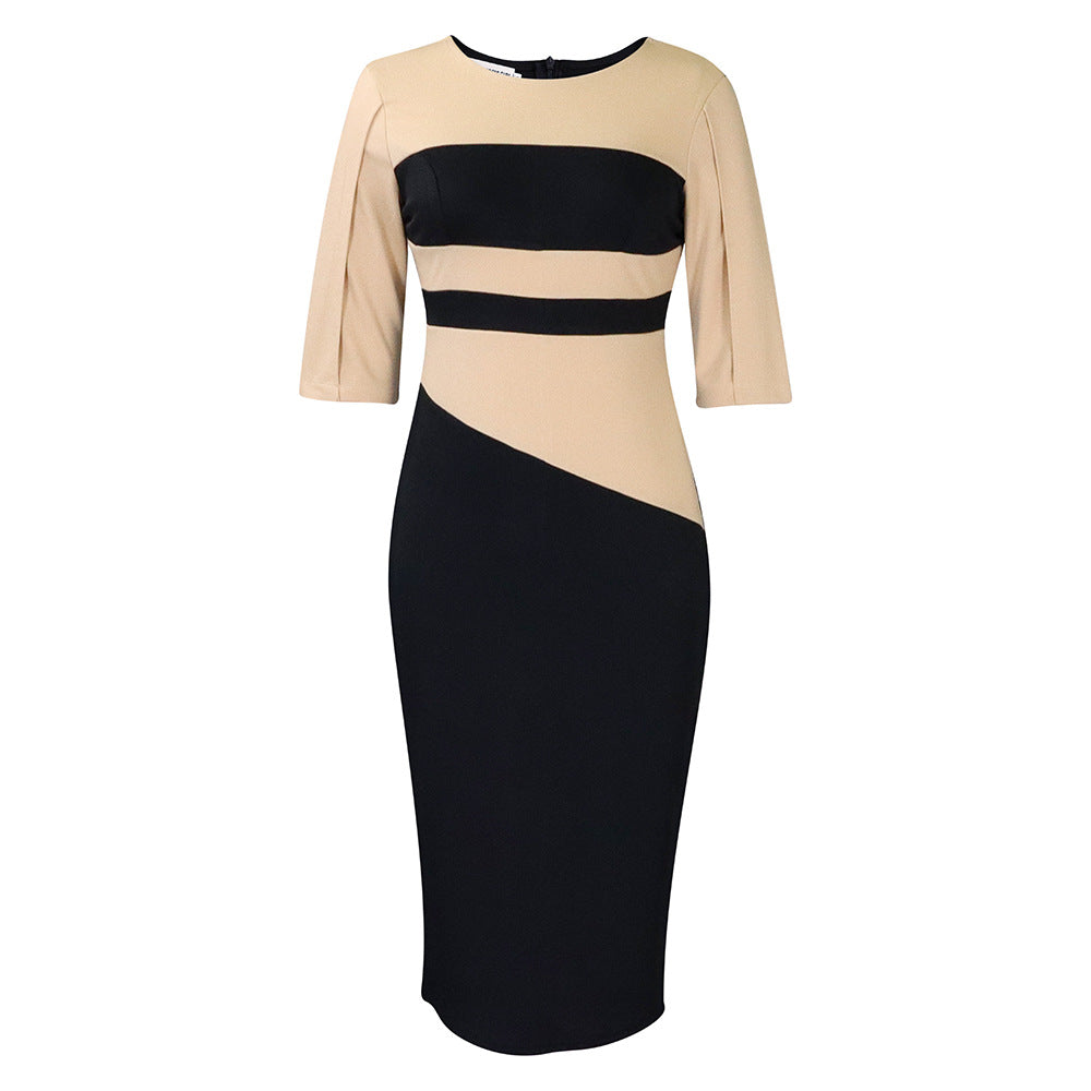 Women's African Large Spring Fashion Temperament Ol Half Sleeve Color Matching Clothing