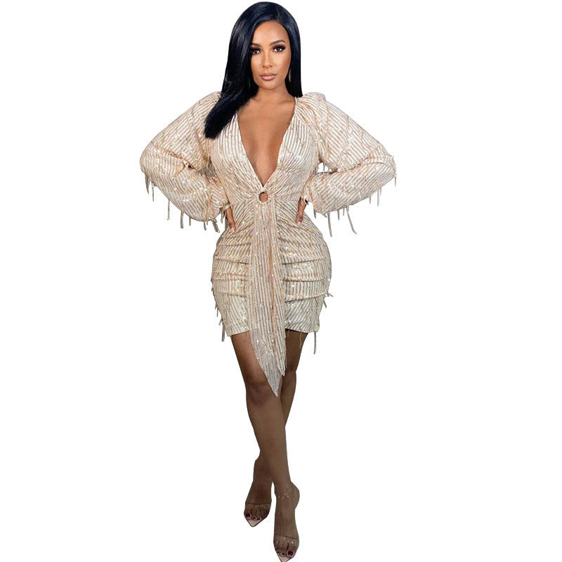 Women's Sexy Hot Long-sleeved Temperament Midi Dress
