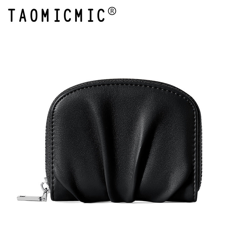 Women's Organ Versatile Pleated Mini Compact Card Holder