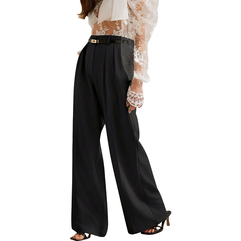 Women's Casual High Waist Temperament Commute Straight Pants