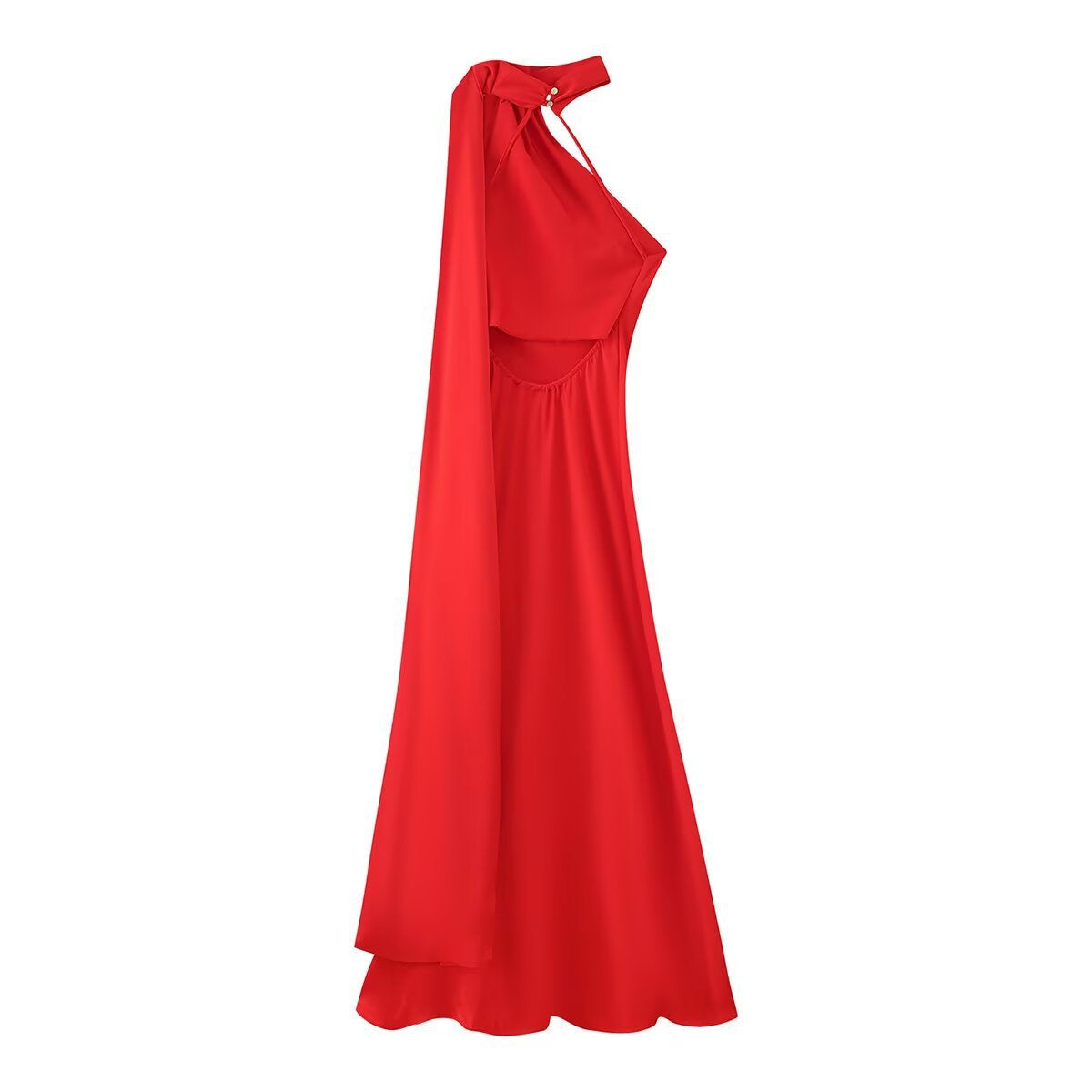 Women's Silk Satin Texture Ribbon Halter Dress Dresses