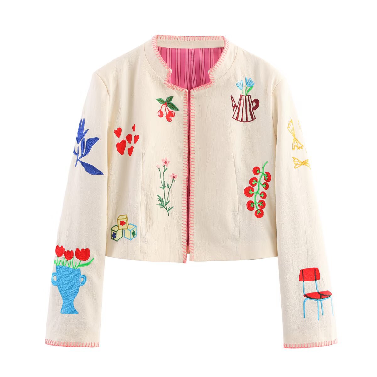 Retro Art Casual Style Round Neck Jackets