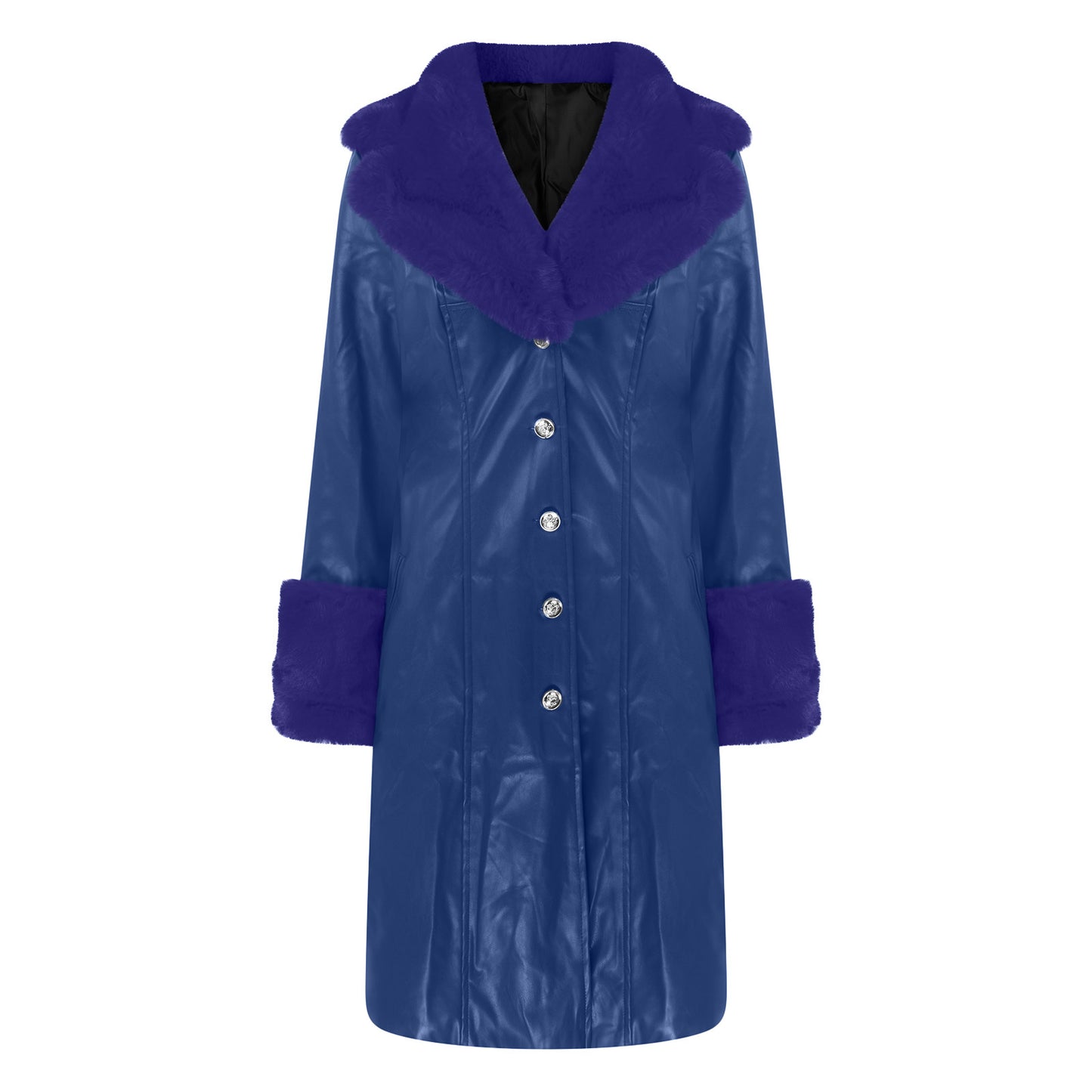 Solid Color Polo Collar Long Fur Jackets