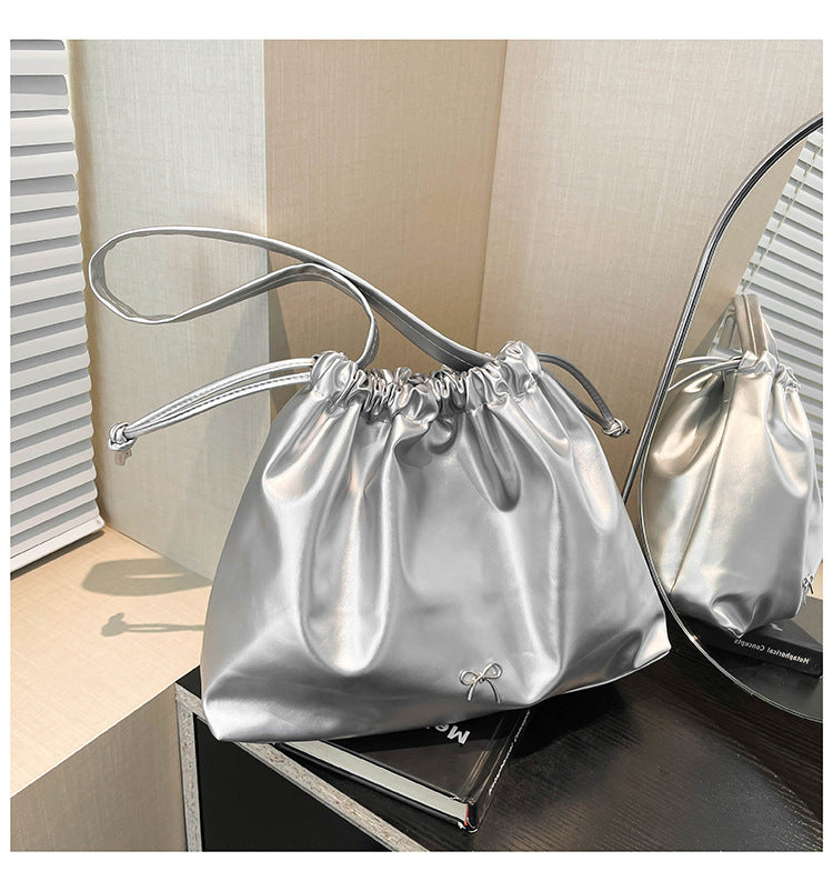 Women's Large Capacity Pleated Lazy Fashion Drawstring Handbags