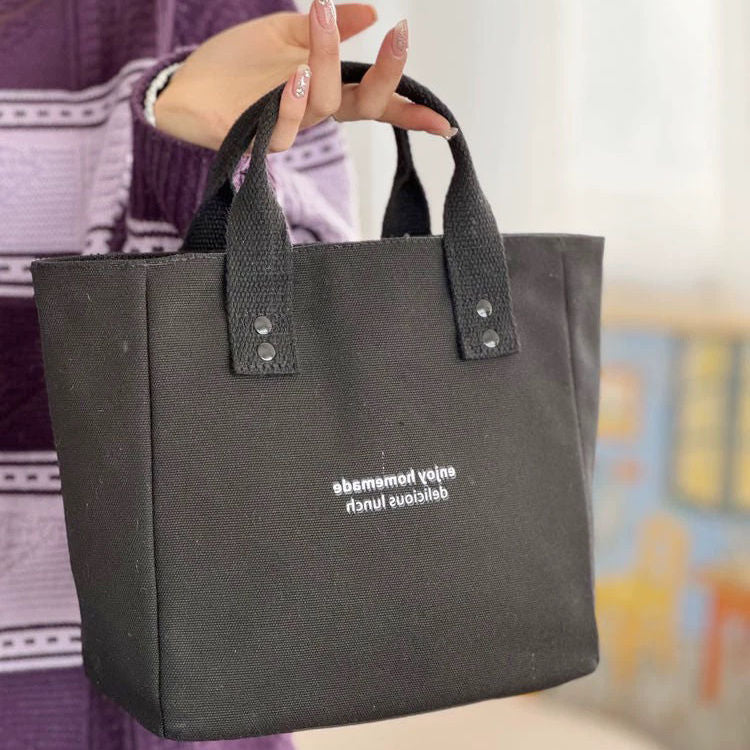 Thick Canvas Style Solid Color Portable Handbags