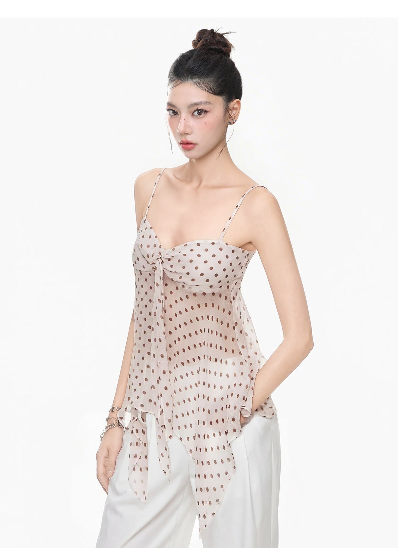 Sling Summer Polka Dot Strapless Backless Tube Women's T-shirt