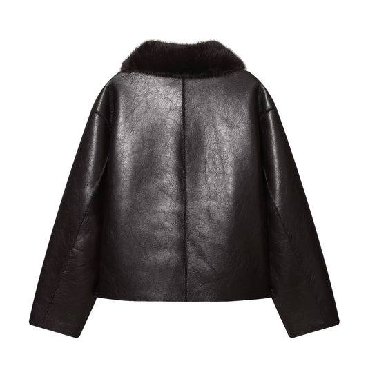 Women's Trendy Double-sided Imitation Leather Reversible Jackets