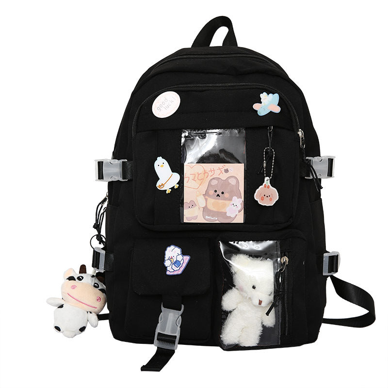 Schoolgirl Pendant Cartoon Cute Badge Bear Travel Bags
