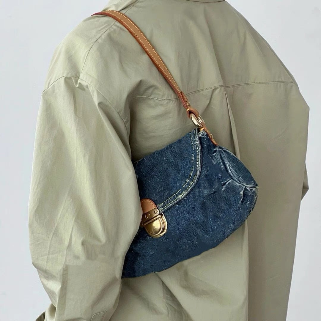 Women's Underarm Denim Ingot Dumpling Twist Shoulder Bags
