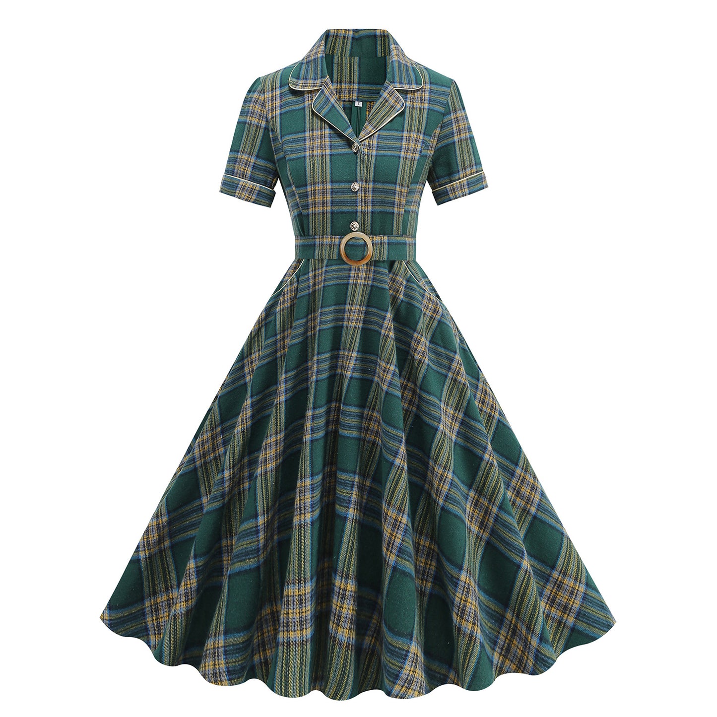 Women's Hepburn Edge Fried Street Contrast Color Collar Dresses