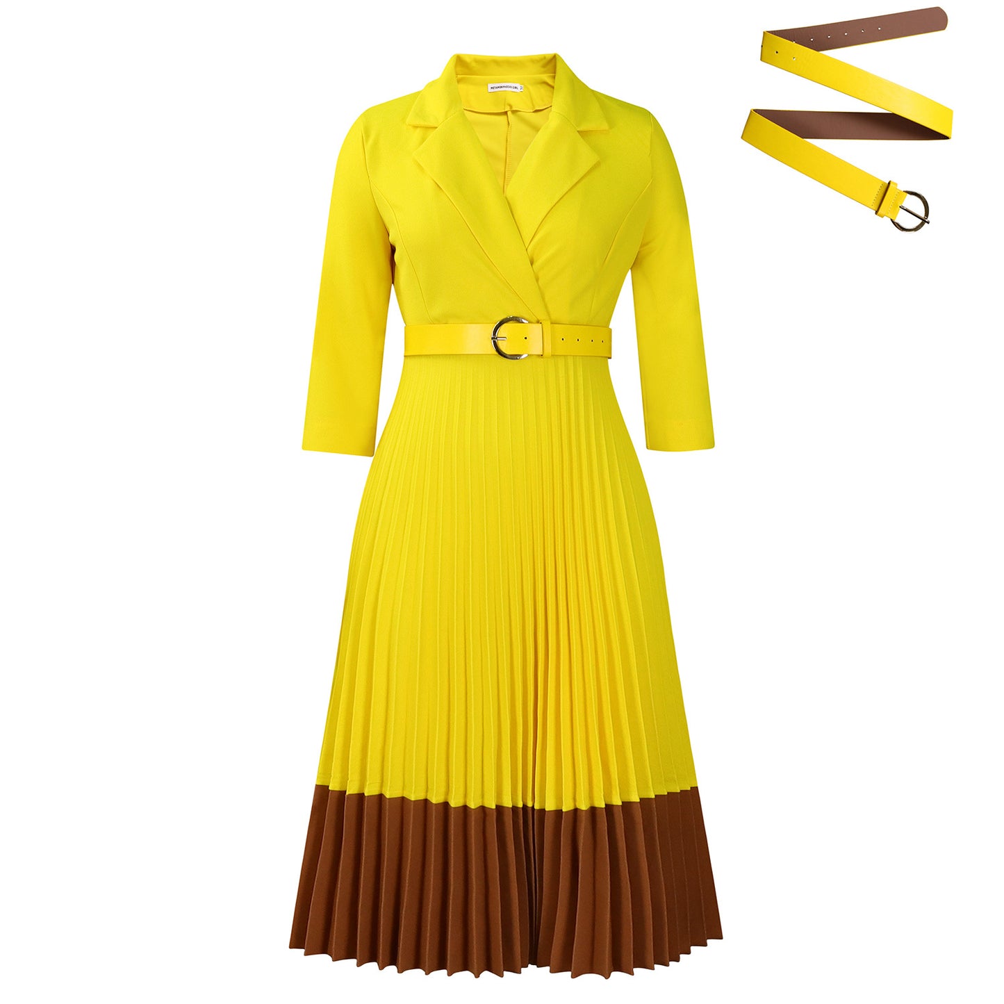 Women's Spring Collar Fashion Elegant Pleated High Dress