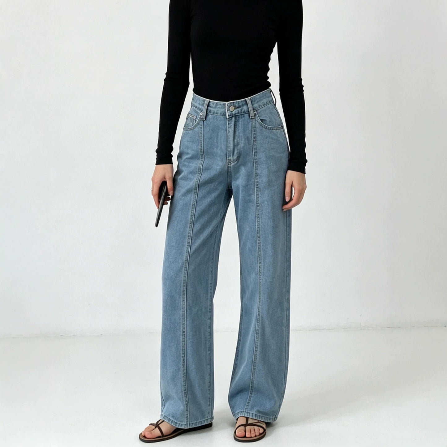 Attractive Women's Source Casual Straight Personality Jeans