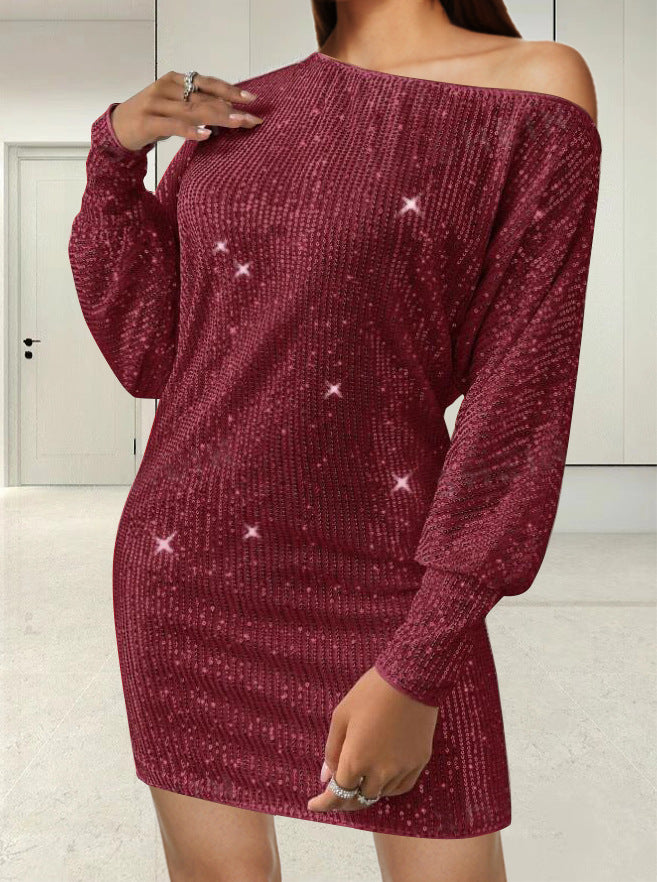 Women's Elegant Fashion Solid Color Long Sleeve Slim Fit Sheath Dress