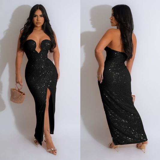 Women's Fashion Wear Solid Color Sexy Sequins Dresses