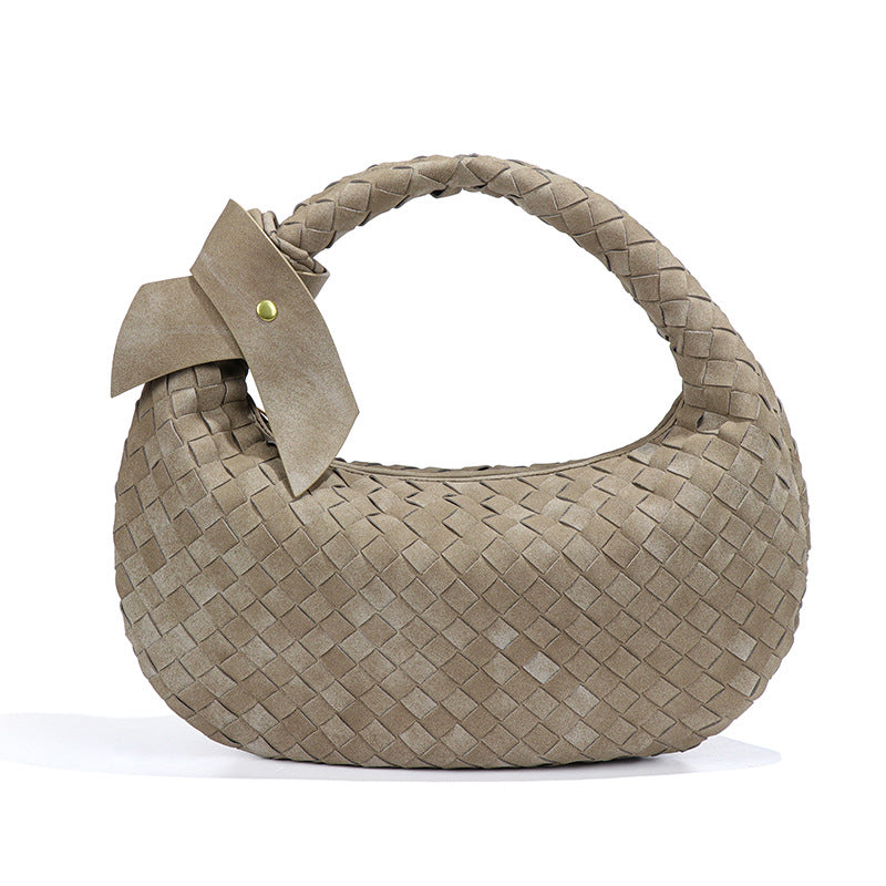 Large Capacity Woven Dumpling Croissant Frosted Handbags