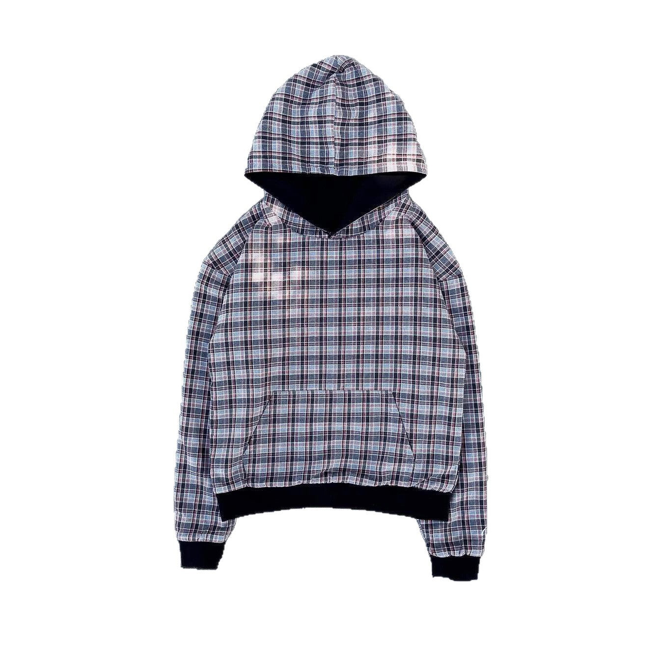 High Street Double-sided Retro Plaid Casual Hooded Long Sweaters