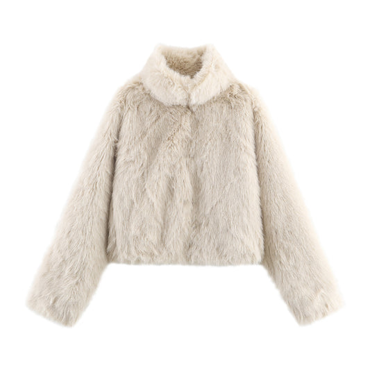 Versatile Graceful Autumn Artificial Fur Effect Jackets