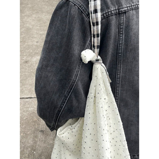Capacity French Polka Dot Mori Style Canvas Crossbody Bags