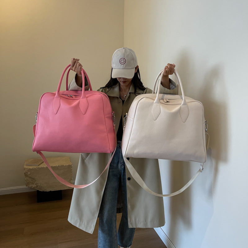 Men's Leather Traveling Cylinder Waterproof Large Capacity Travel Bags