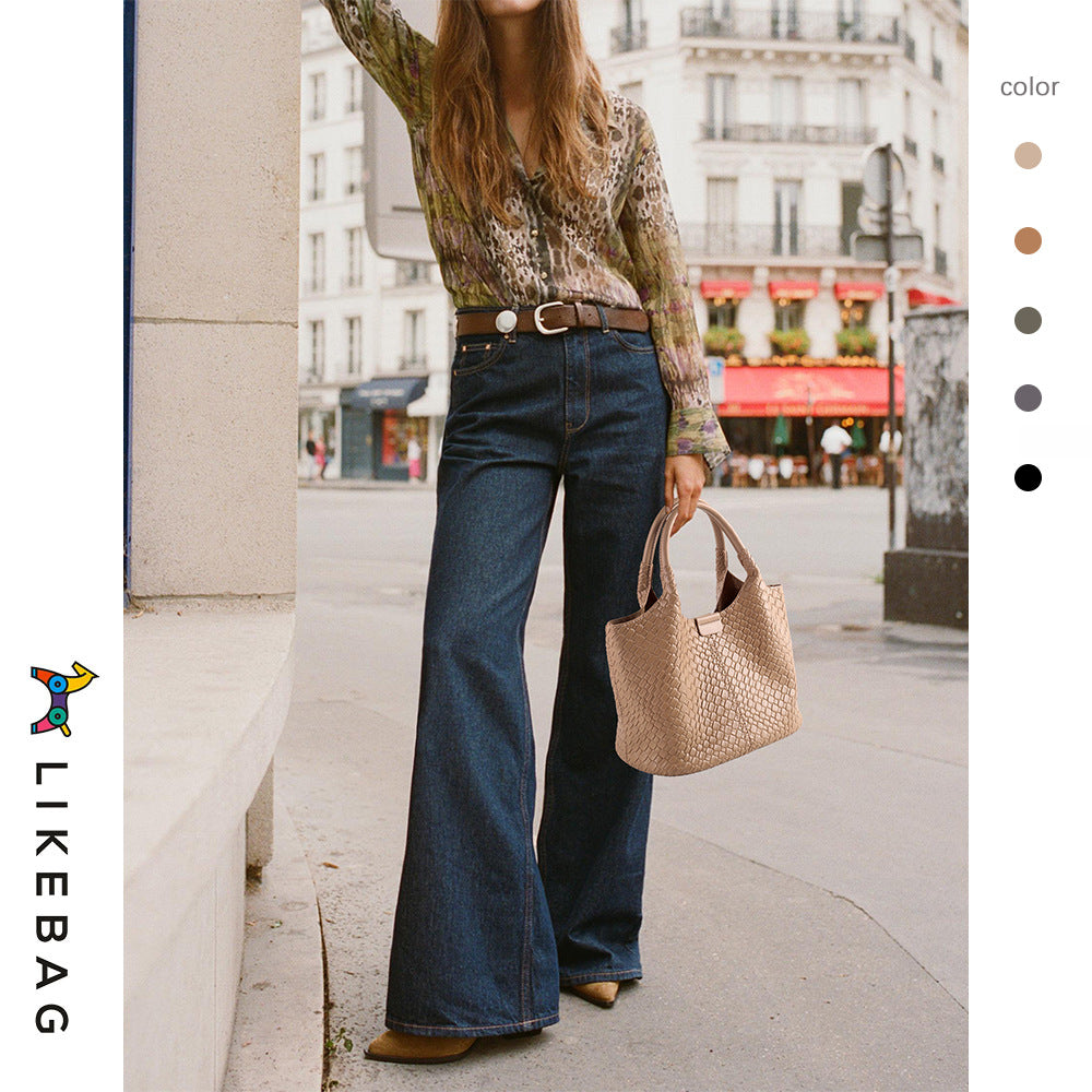 Basket Woven Commute Composite Large Capacity Handbags