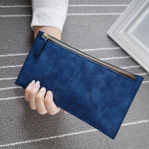Simple Frosted Long Female Thin Section Zipper Ladies Wallets
