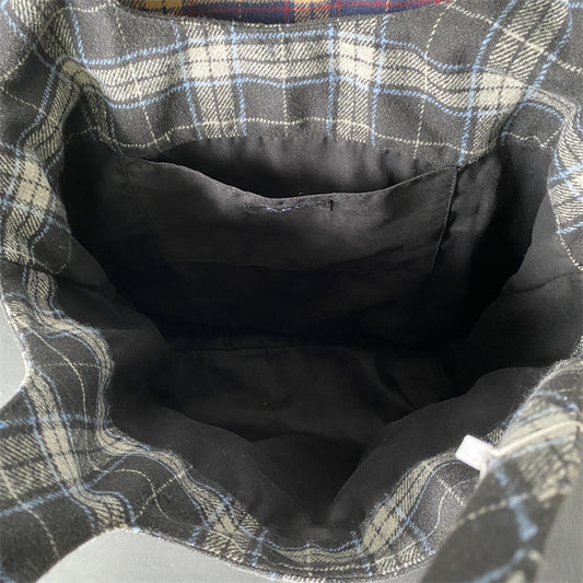Women's & Men's & Woolen Plaid Printed Canvas Shopping Tote Bags