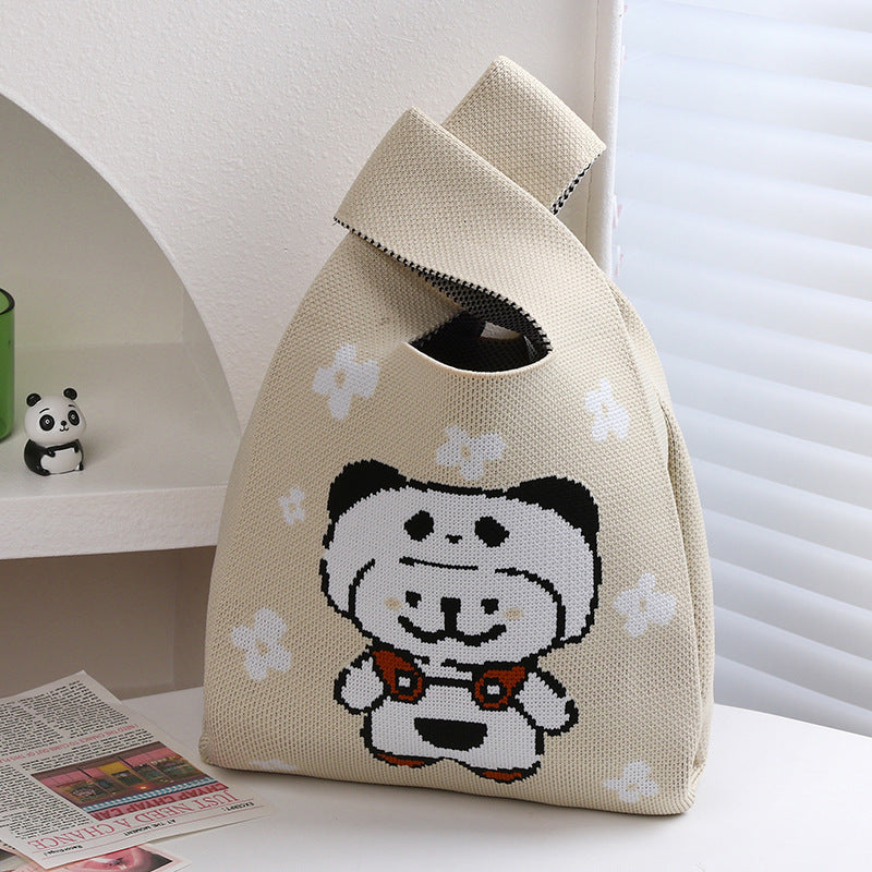Panda Grandpa Cute Everyday Joker Polyester Handbags