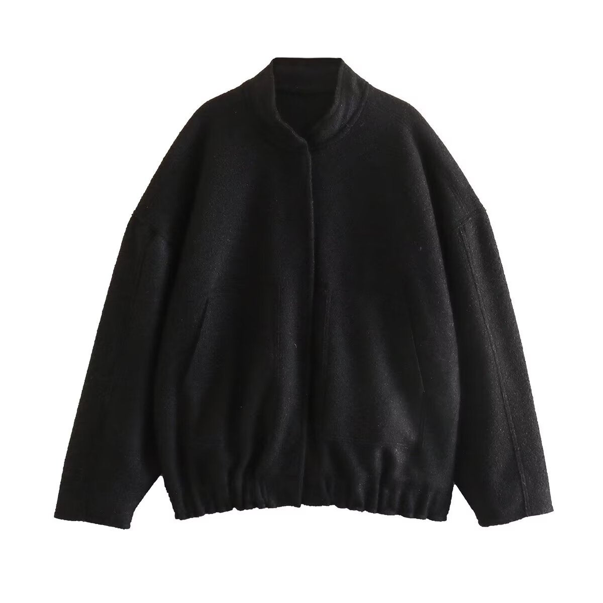 Women's Pocket Decoration Stand Collar Loose Bomber Coats